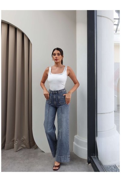 ESRAHELVACI High Waist Front Seam Jean