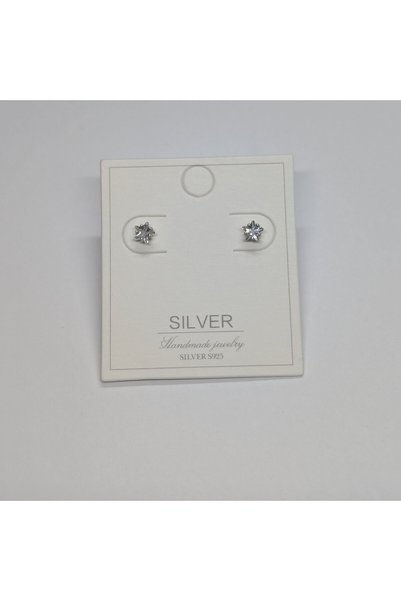 PIETRICELE Cercei Stud Stea CZ pe Argint 999 Placat Rodiu