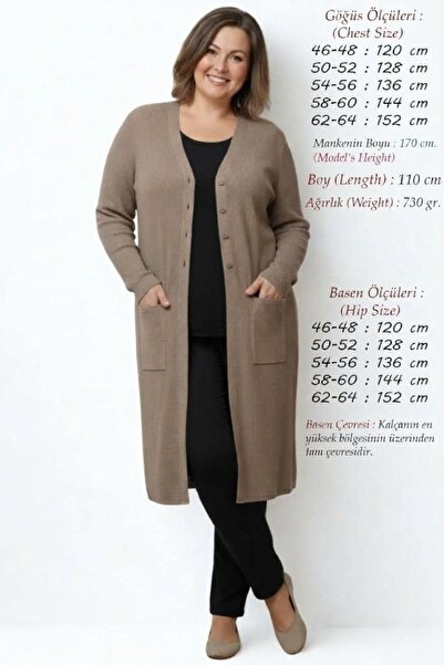 Laden Women's Knitwear Ribbed Plus Size Winter Mom Cardigan Lycra Thick Long ...