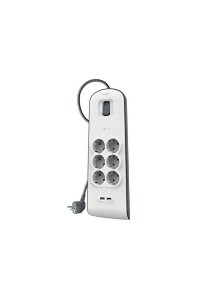 Belkin BSV604 2 Metre 6`lı Usb-A Akım Korumalı Priz Beyaz