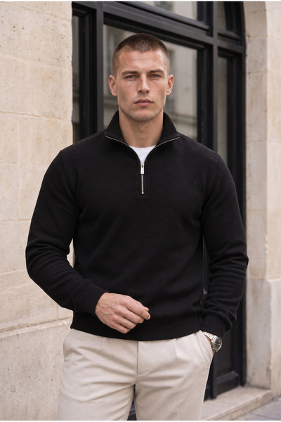 Valiberta Lars Selanik Herren-Sweatshirt aus gestricktem Stoff mit halbem Rei...