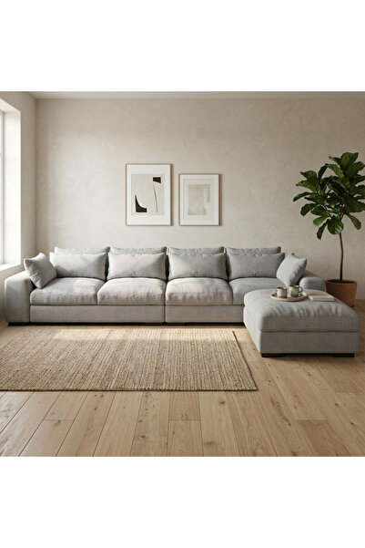 homejoyz أريكة أنيقة على شكل حرف L بتصميم إسكندنافي - رمادي فاتح - 300×200×90...