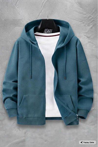 NO 601 Unisex Petrol Full Zip Hooded Jacket