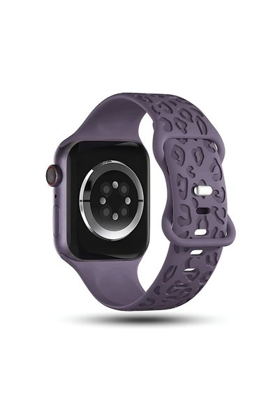 Dexmon Apple Watch 12 11 10 46mm 9 8 7 6 SE Ultra Uyumlu 42-44-45-49mm Leopar Desenli Silikon Kordon