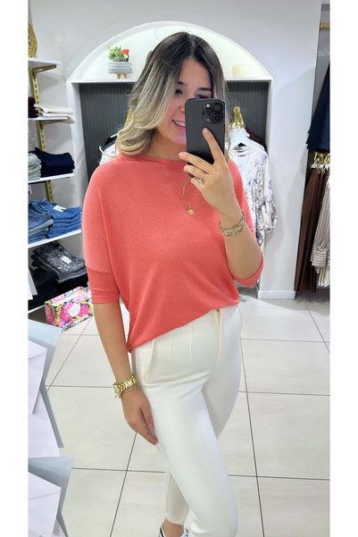 HandeButik Kadın İnce Geniş Bedenede Uyumlu Oversize Tunik Triko