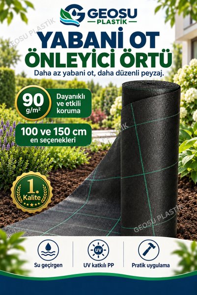 GEOSU TEKNİK YALITIM 1,50*15 metre 1. KALİTE Jüt malç Taban Örtüsü-Sera Yerör...