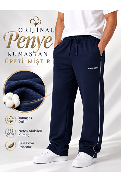 Miyalon Pantaloni de trening pentru bărbați, din țesătură din bumbac pieptăna...