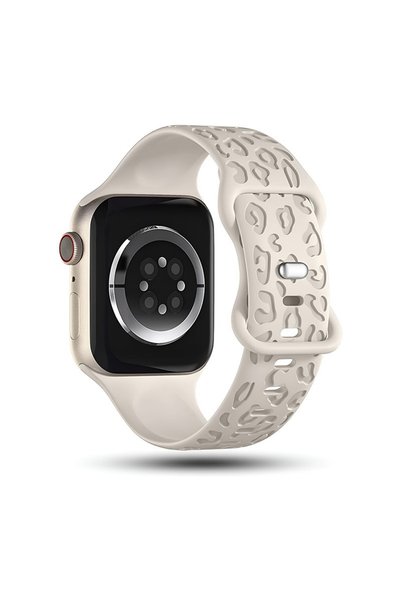 Dexmon Apple Watch 12 11 10 46mm 9 8 7 6 SE Ultra Uyumlu 42-44-45-49mm Leopar Desenli Silikon Kordon