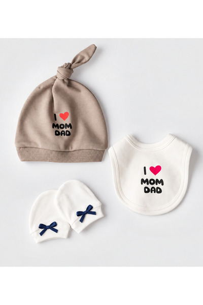 chic try unique Hospital Release Set Newborn 5-Piece I Love Mom Dad 100% Cotton – 0-3 Months