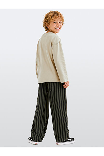 Denokids Boy's Oversized T-Shirt - Striped Woven Gabardine Pants (Ages 5-10)