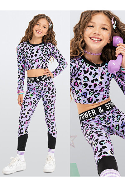 Denokids Girls' Sports Set Leopard Print – Crop Top and Sports Leggings (Ages...