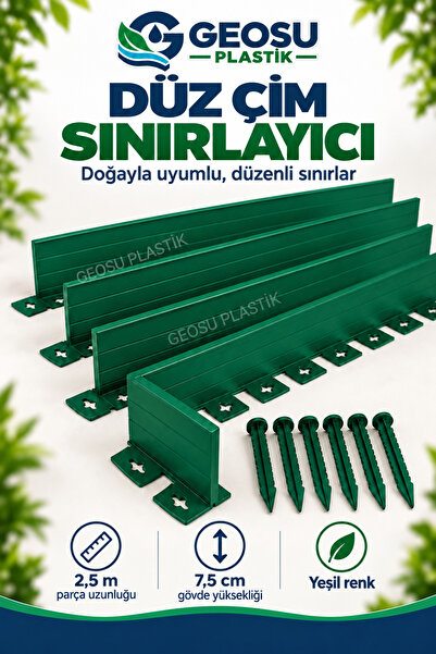 GEOSU TEKNİK YALITIM GEOSU YEŞİL DÜZ PEYZAJ SINIRLAYICI 2,5 METRE ÇİM/MICIR A...