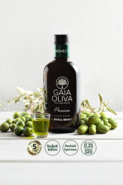 Gaia Oliva Ödüllü Premium Memecik 500 ml Erken Hasat Natürel Sızma Zeytinyağı