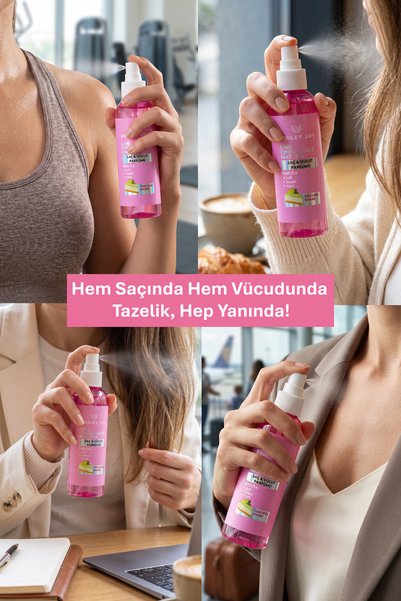 ASHLEY JOY Lime Cheesecake Matcha | Saç Ve Vücut Parfümü | Limon, Şeftali, Ahududu, Sandal Ağacı | 150ML
