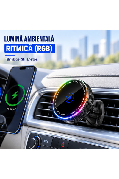 RaSteff Suport auto magnetic pentru telefon cu încărcare wireless, RaSteff™