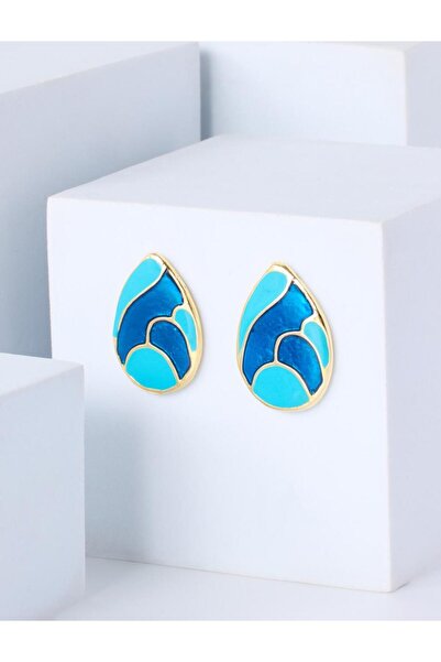 Jimmy Key Navy Blue Drop Model Enamel Earrings