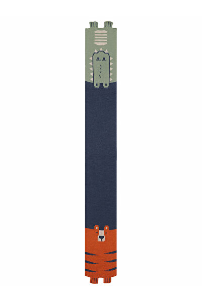 Denokids Boy's Tiger and Crocodile Patterned Knitwear Navy Blue Scarf One Size
