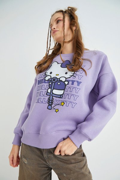 Hello Kitty Licensed Printed Thick Oversize Sweatshirt
