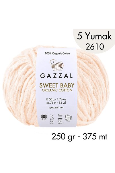Gazzal Sweet Baby Organic Cotton 2610 - 5 Yumak 250 Gr