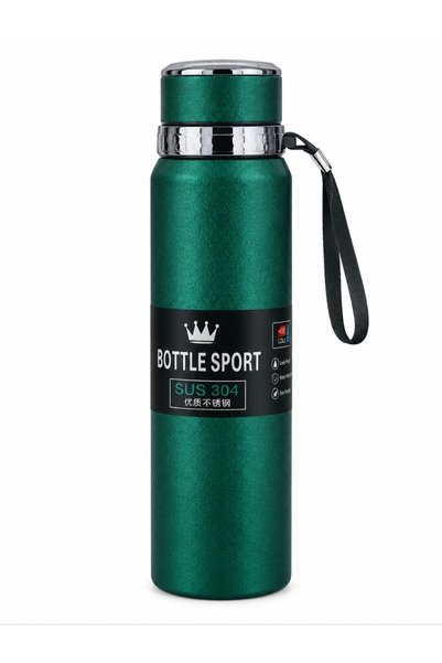 1 Litre Paslanmaz Çelik Termos Yeşil Metalik Sızdırmaz Kapaklı