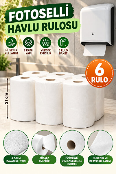 YOK YOK AMBALAJ Fotoselli Kağıt Havlu 6 Rulo 21 cm 2 Katlı Otomatik Dispenser...