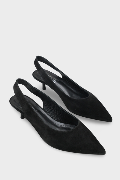 Capone Outfitters Tressa Genuine Leather Pointed Toe Open Back Mid-Heeled Wom...