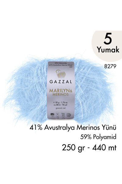 Gazzal Νήμα Πλεξίματος στο Χέρι Marilyn & Merinos 8279, 5 κουβάρια, 250 γρ.