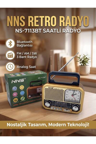Premio Nostaljik Radyo NS7113 Nostaljik Teyp Saatli Buetooth-Usb-Sd-Fm