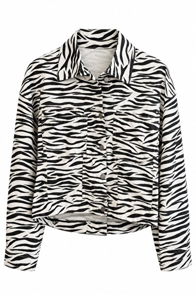 Laluvia Ecru Zebra Gabardine Jacket - 0198