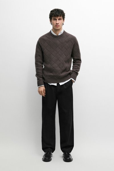 Massimo Dutti Çift pensli %100 pamuklu pantolon