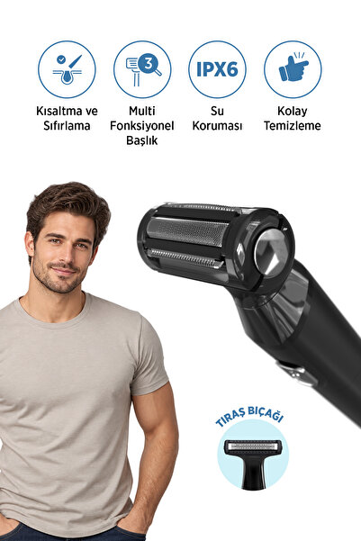 Polosmart PSR103 Erkek Vücut Bakım Cihazı & Tıraş Makinesi - 2 Başlıklı IPX6 ...