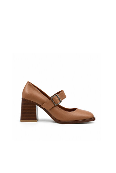 Folle Biscuit Genuine Leather Mary Jane Heeled Shoes