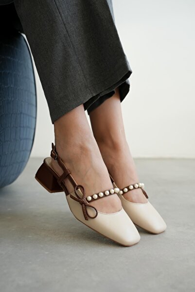 MODAADAM Pantofi cu toc mic Maste Pearl pentru femei - Tan-Tan