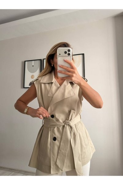İNVİSUS Vestă tip trench cu epoleți și legătură în talie