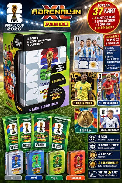 TOYFEST Panini FIFA 2026 Dünya Kupası 1 Golden Baller 3 L.E. Kart Toplam 37 M...