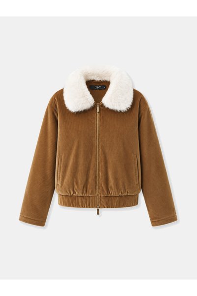 Xint Kadın Camel Oversize Kadife Ceket