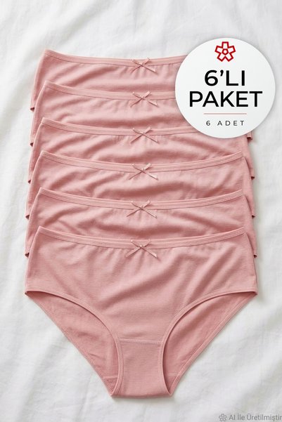 YILDIZ Bambu Bato Women's High Waist Panties Powder 6 Pack