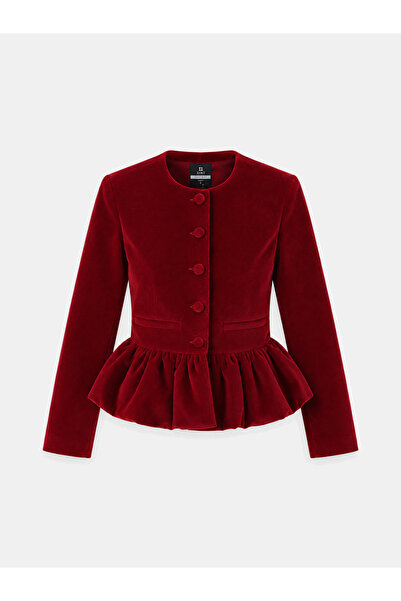 Xint Kadın Bordo Regular Fit Kadife Ceket
