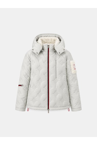 Xint Kadın Ekru Kapitone Dokulu Oversize Mont