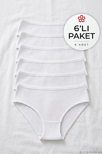 YILDIZ Lycra Camisole Women's Bato High Waist Panties White 6-Pack