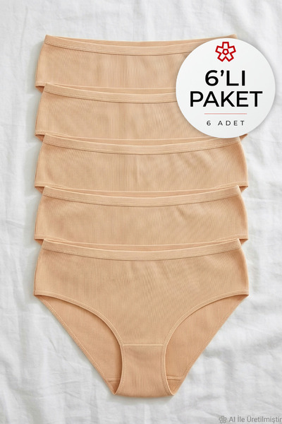 YILDIZ Lycra Camisole Women's Bato High Waist Panties Skin Color 6 Pack
