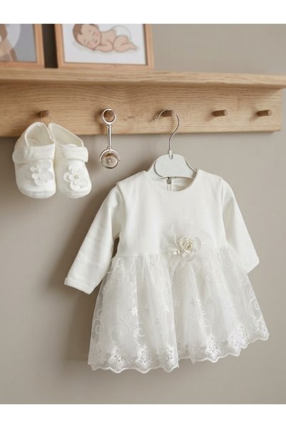 Baby Violette طقم فستان الأميرة مكون من 4 قطع للفتيات الصغيرات مبطن بالقطن لحفلات استقبال المولود - أعياد الميلاد - الخطوبة