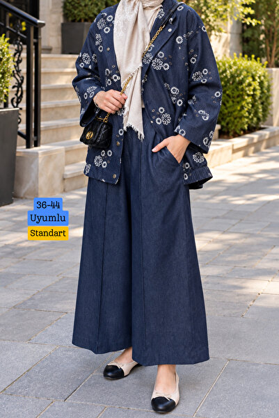 Mogi Butik Jachetă supradimensionată cu imprimeu floral și pantaloni largi pe...