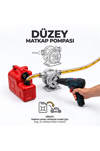 DÜZEY POMPA DÜZEY MATKAPLA ÇALIŞAN POMPA GÜMÜŞ GRİ ( MAZOT SU AKTARMA )