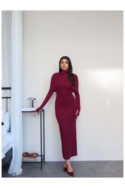 ESRAHELVACI Rochie midi cu mâneci lungi și pelerină
