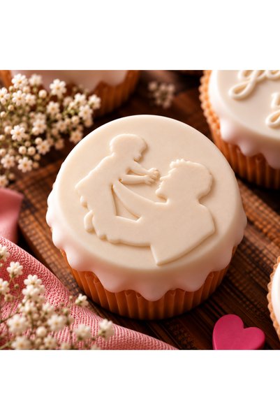 StudioAslanDesign My Dear Dad Father Child Figure Sugar Paste Printing Mold 7 cm |   Father's Day Cookie and Cupcake Decoration