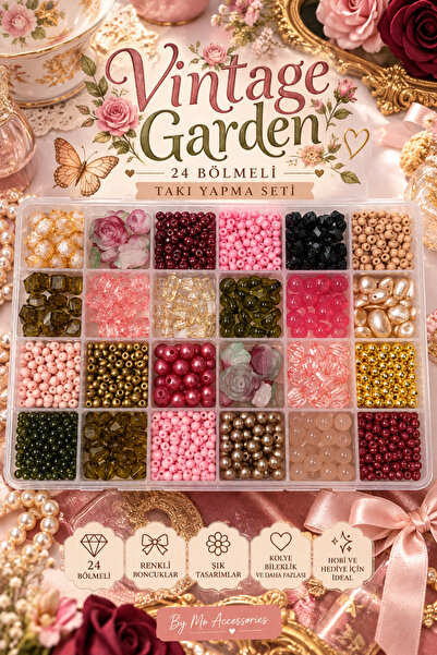 By MO Accessories Vintage Garden Σετ Κατασκευής Κοσμημάτων με 24 Χάντρες – Σε...