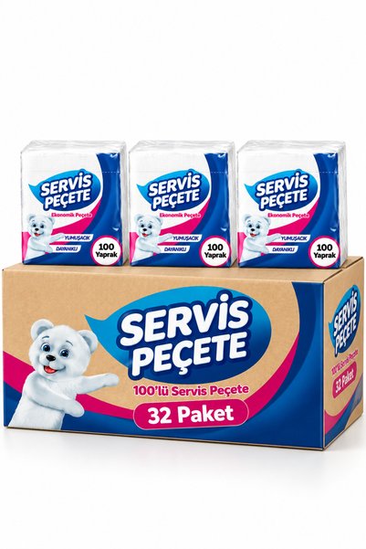 Özkan Ambalaj Temizlik 100'lü 32 Paket 3200 Yaprak 1 Koli Servis Peçete