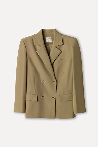Mudo Women's Beige Oversize Blazer Jacket