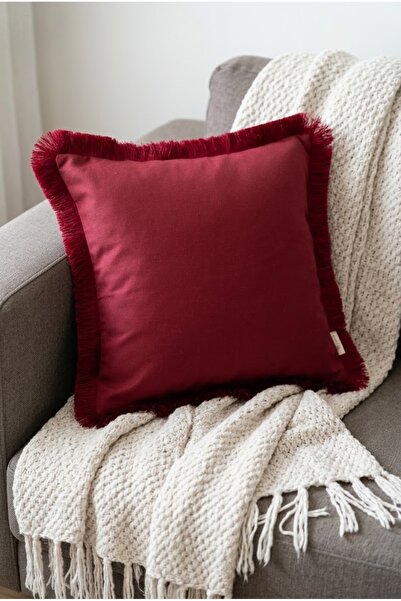 Alseko Concept Husă de pernă pătrată 1 bucată, 43x43cm, cu ciucuri bordeaux